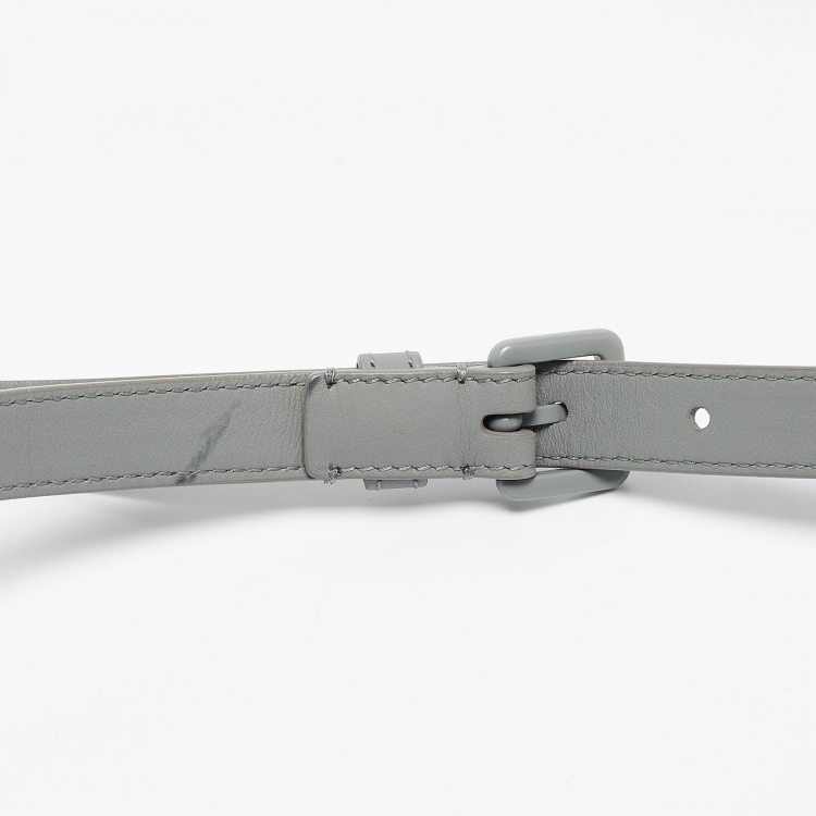 Pre Owned Dior Grey Leather Saddle Belt Pouch