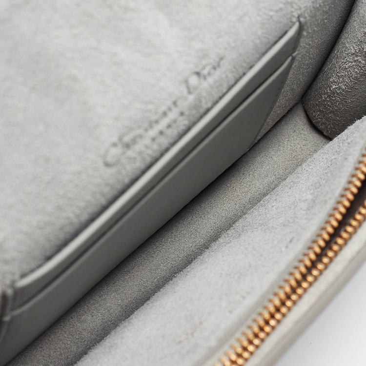 Pre Owned Dior Grey Leather Saddle Belt Pouch
