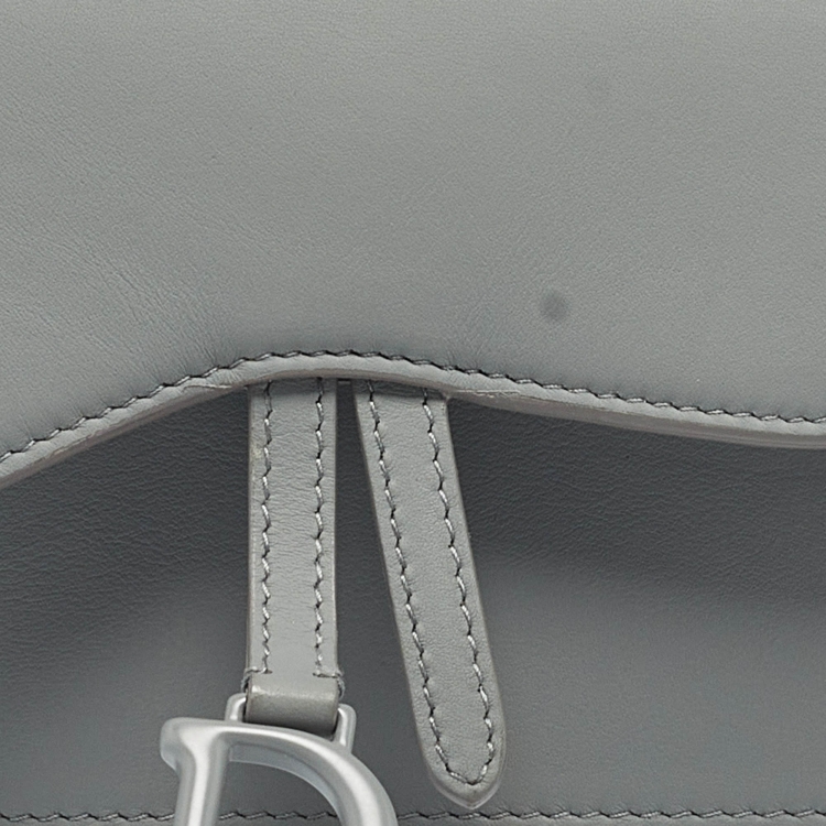 Pre Owned Dior Grey Leather Saddle Belt Pouch