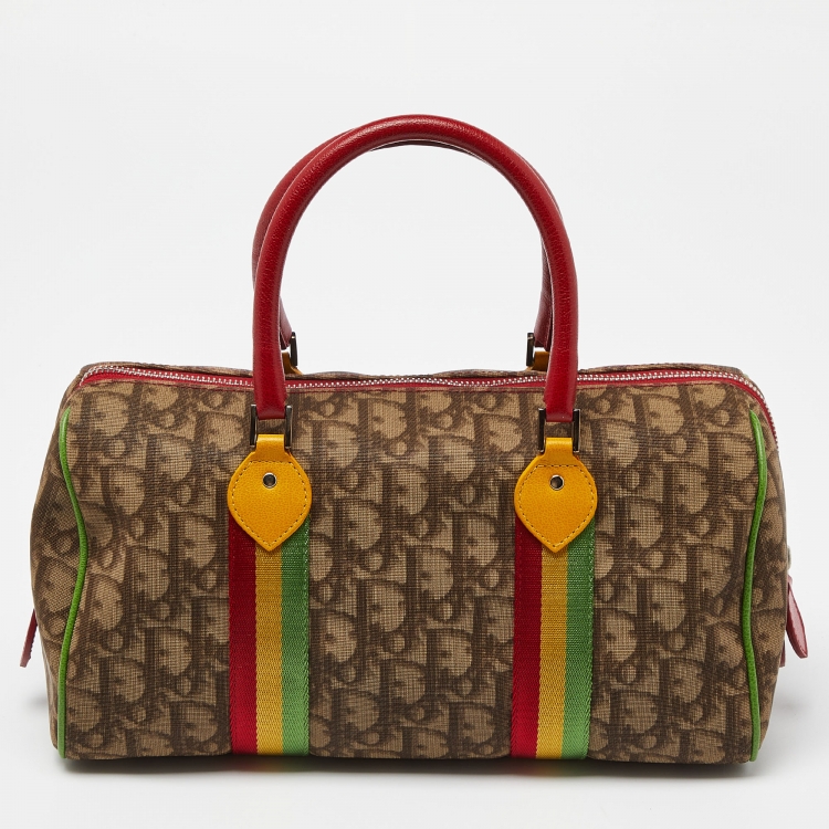 Pre Owned Dior Multicolor Oblique Coated Canvas and Leather Rasta Boston Bag