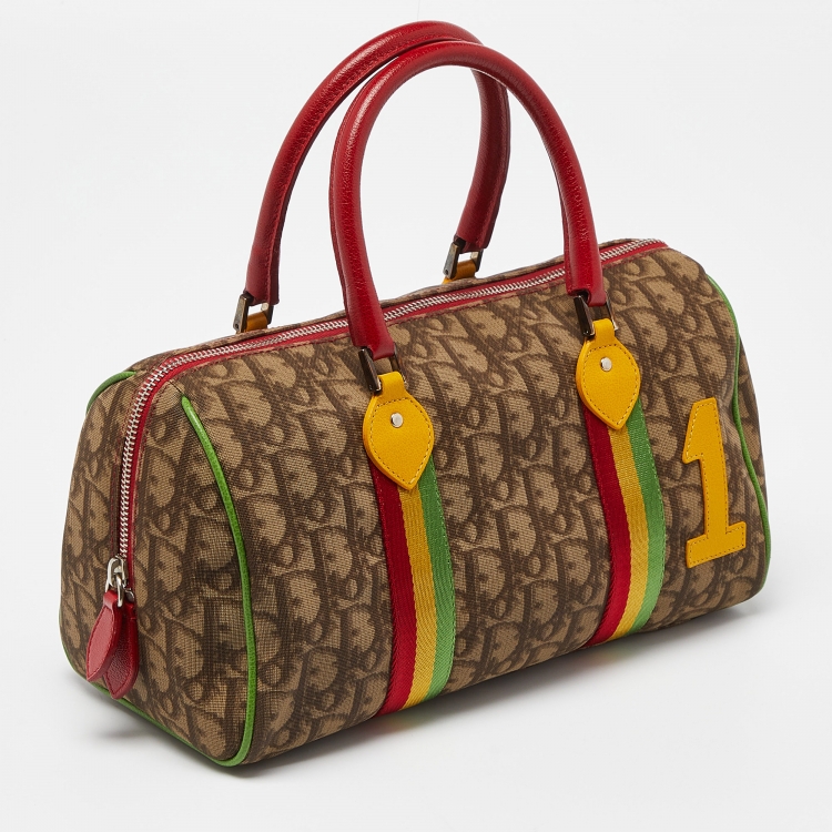 Pre Owned Dior Multicolor Oblique Coated Canvas and Leather Rasta Boston Bag