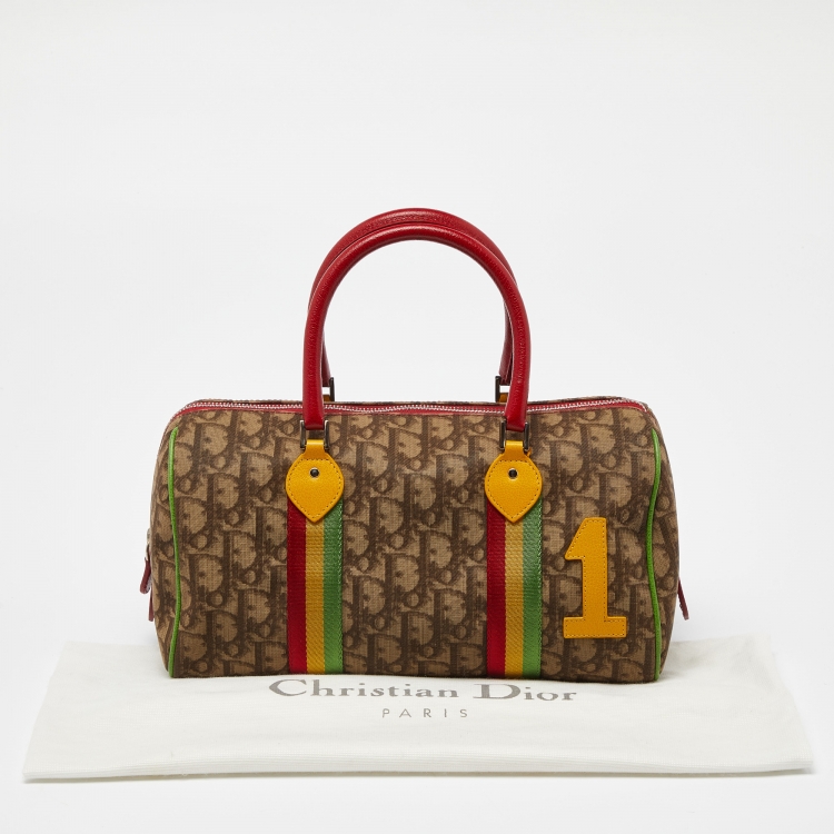 Pre Owned Dior Multicolor Oblique Coated Canvas and Leather Rasta Boston Bag