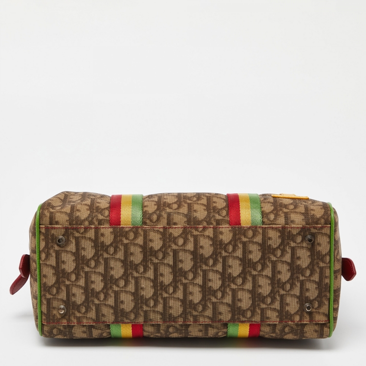 Pre Owned Dior Multicolor Oblique Coated Canvas and Leather Rasta Boston Bag