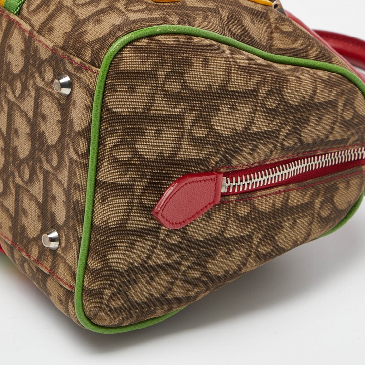 Pre Owned Dior Multicolor Oblique Coated Canvas and Leather Rasta Boston Bag