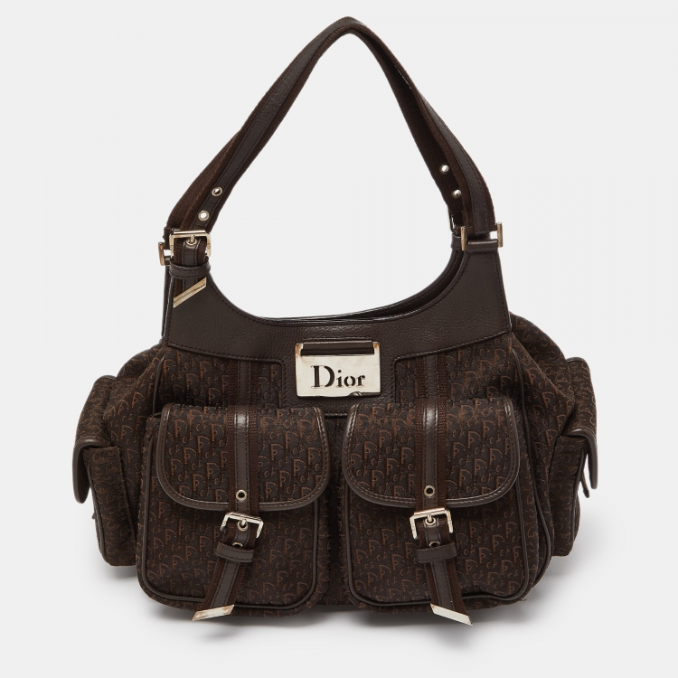 Dior Brown Diorissimo Canvas and Leather Multi Pocket Shoulder Bag