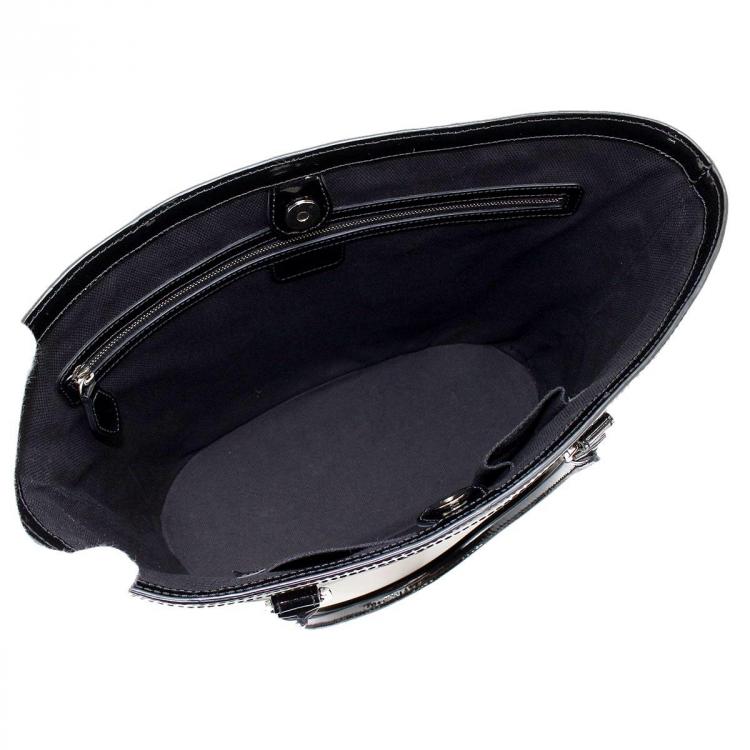 Pre Owned Dior Black Monogram Patent Shopper Tote