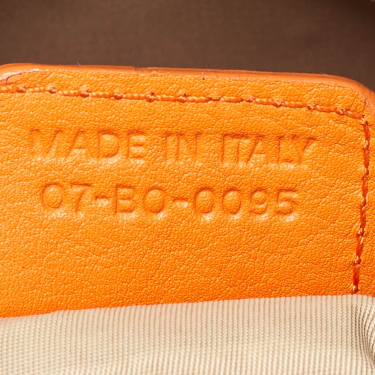Pre Owned Dior Orange/Beige Diorissimo Canvas Small Boston Bag