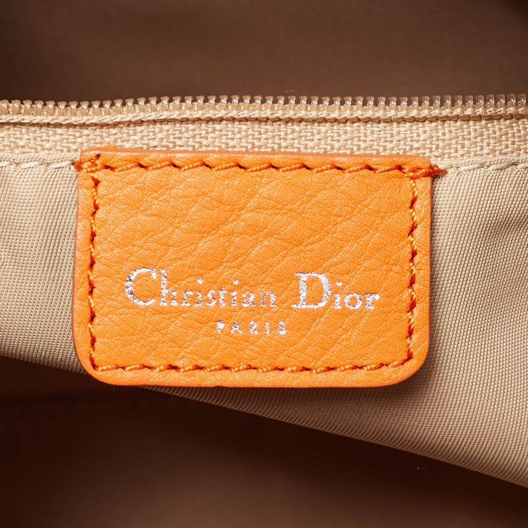 Pre Owned Dior Orange/Beige Diorissimo Canvas Small Boston Bag