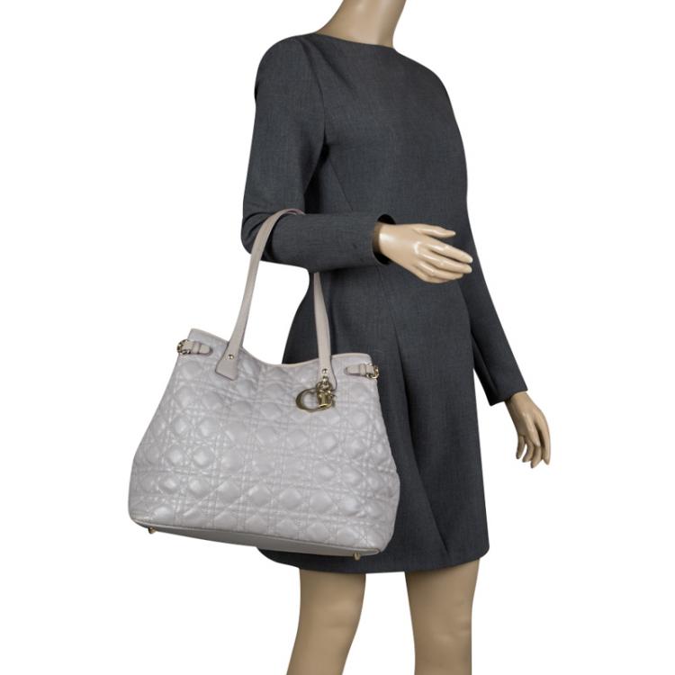 Pre Owned Dior Grey Coated Canvas Medium Panarea Shopper Tote
