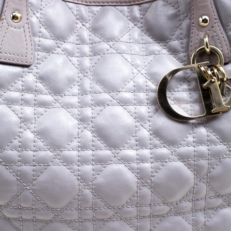 Pre Owned Dior Grey Coated Canvas Medium Panarea Shopper Tote