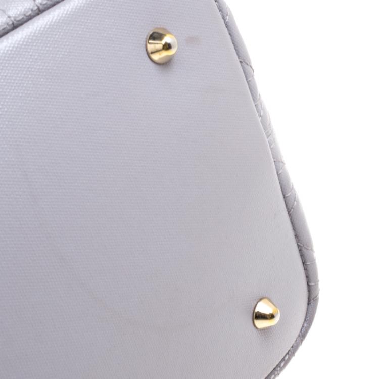 Pre Owned Dior Grey Coated Canvas Medium Panarea Shopper Tote