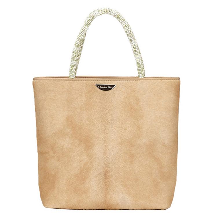 Pre Owned Dior Beige Pony Hair Small Shopper Tote