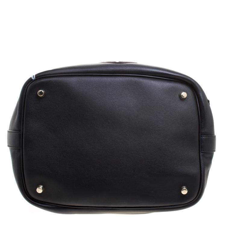 Pre Owned Dior Black Leather Paradise Bubble Drawstring Bucket Bag