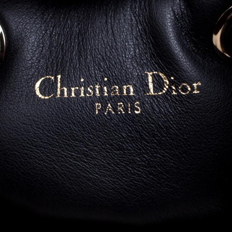 Pre Owned Dior Black Leather Paradise Bubble Drawstring Bucket Bag