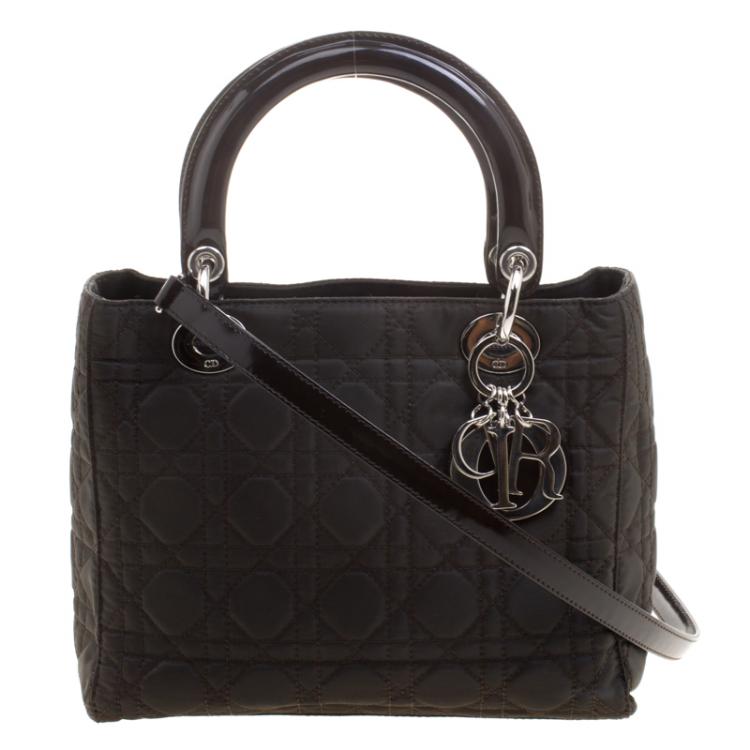 Dior Dark Brown Nylon Medium Lady Dior Tote Dior TLC