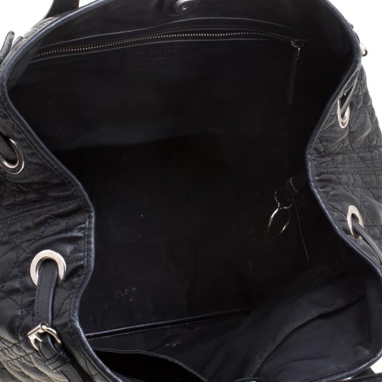 Pre Owned Dior Black Coated Canvas Medium Panarea Shopper Tote