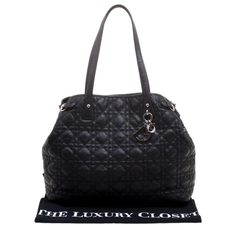 Pre Owned Dior Black Coated Canvas Medium Panarea Shopper Tote