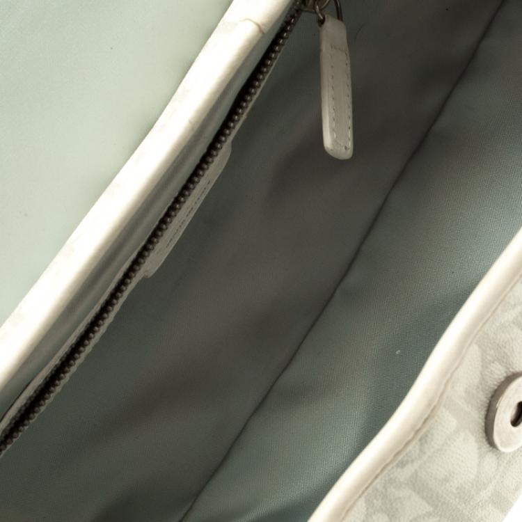 Pre Owned Dior Off White/Grey Monogram Coated Canvas Trotter Romantique Boston Bag