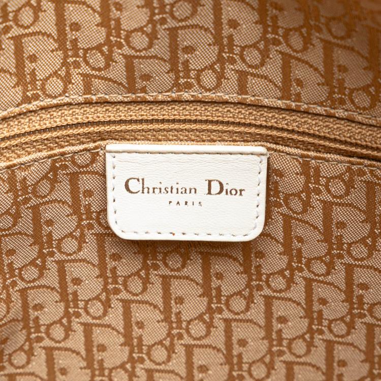 Pre Owned Dior White Large Lambskin Cannage Lady Dior