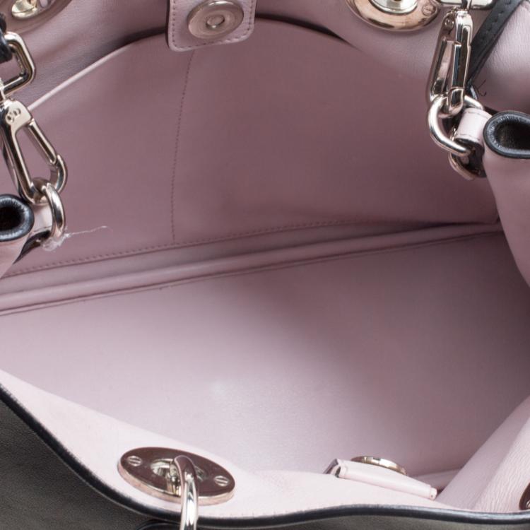 Pre Owned Dior Black Leather Medium Diorissimo Shopper Tote