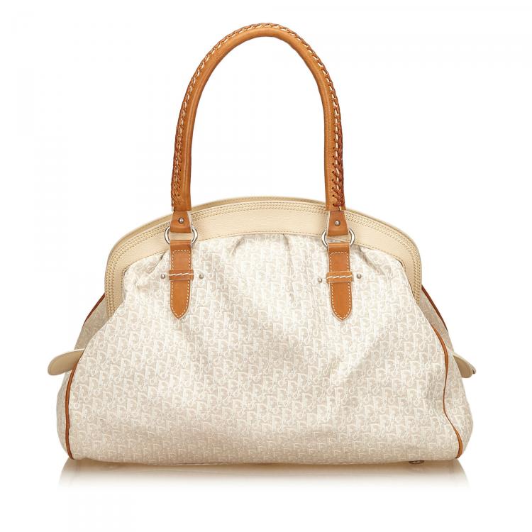 Pre Owned Dior Bicolor Diorissimo Canvas Satchel Bag