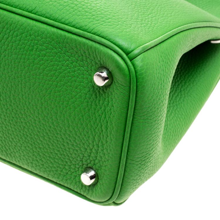 Pre Owned Dior Green Leather Medium Diorissimo Shopper Tote