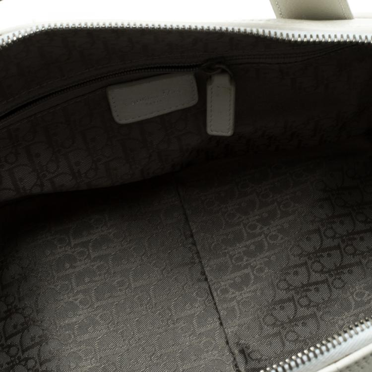 Pre Owned Dior White Cannage Leather Boston Bag