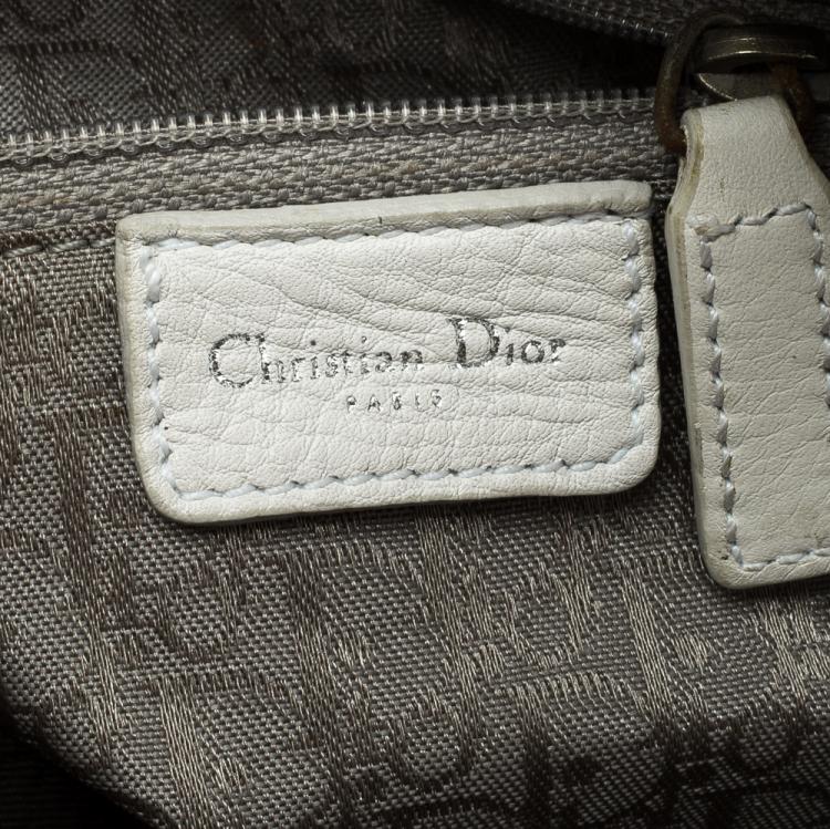 Pre Owned Dior White Cannage Leather Boston Bag