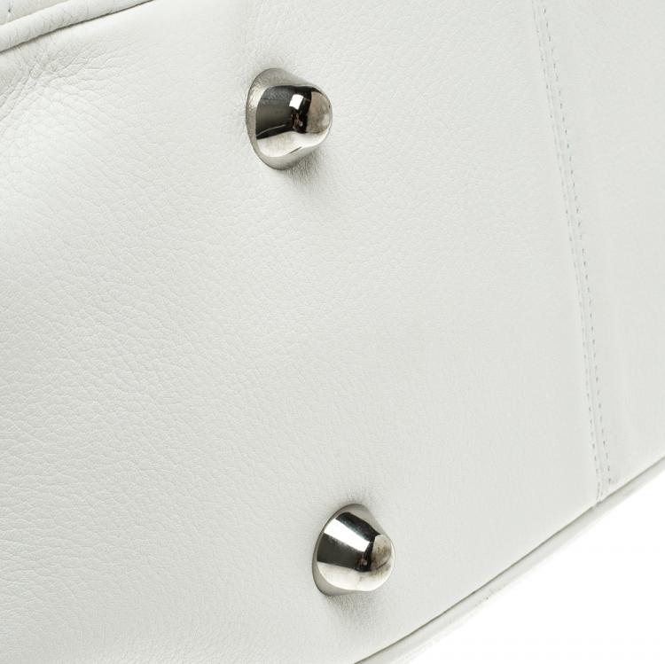 Pre Owned Dior White Cannage Leather Boston Bag