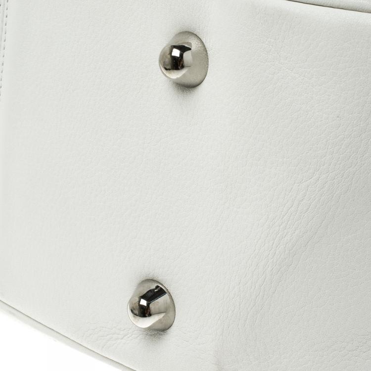 Pre Owned Dior White Cannage Leather Boston Bag
