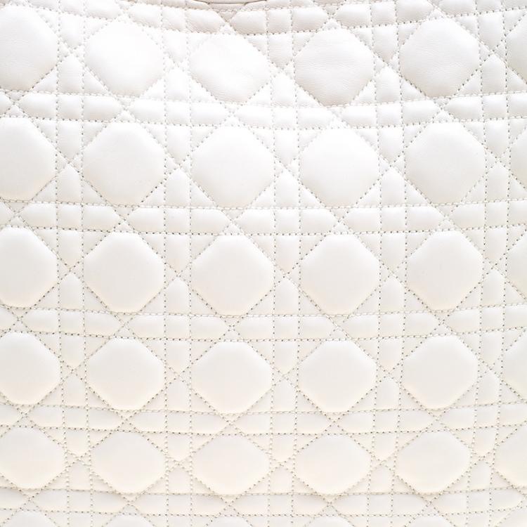 Pre Owned Dior White Cannage Leather Hobo