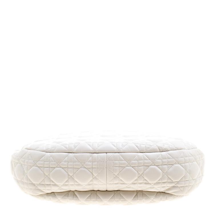 Pre Owned Dior White Cannage Leather Hobo