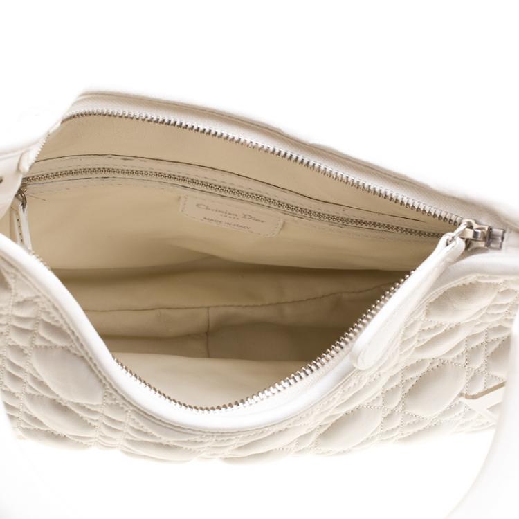 Pre Owned Dior White Cannage Leather Hobo