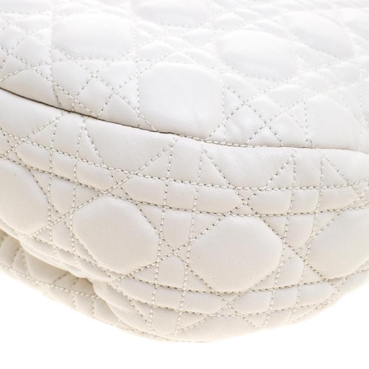 Pre Owned Dior White Cannage Leather Hobo