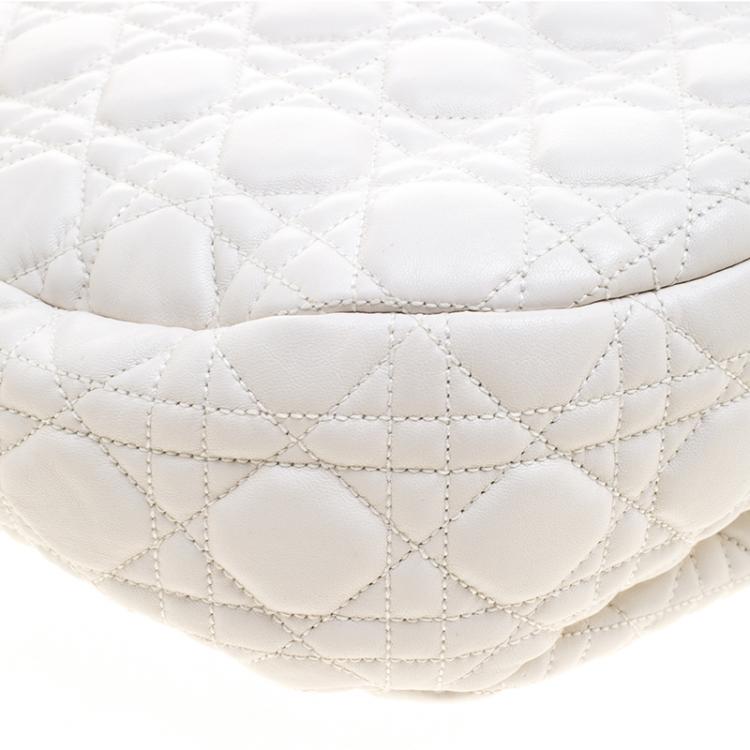 Pre Owned Dior White Cannage Leather Hobo