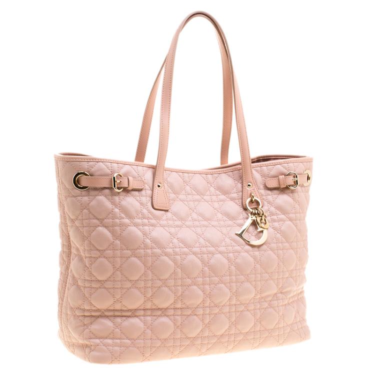 Pre Owned Dior Pink Coated Canvas Medium Panarea Shopper Tote