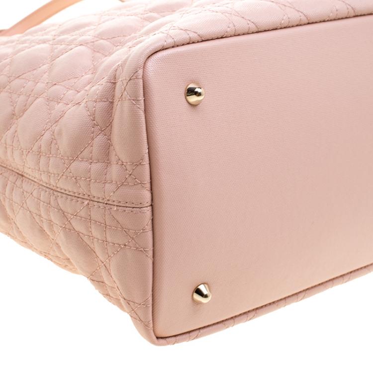 Pre Owned Dior Pink Coated Canvas Medium Panarea Shopper Tote