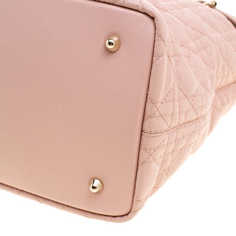 Pre Owned Dior Pink Coated Canvas Medium Panarea Shopper Tote