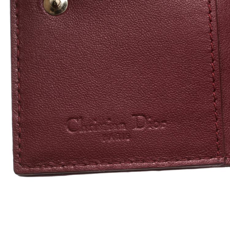 Pre Owned Dior Red Cannage Leather Lady Dior Flap Card Holder