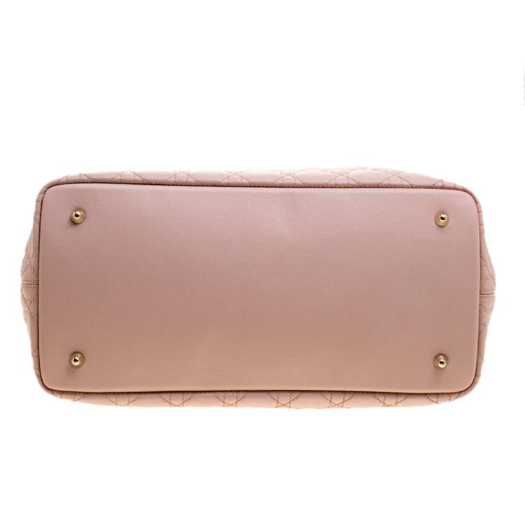 Pre Owned Dior Peach Coated Canvas Medium Panarea Shopper Tote