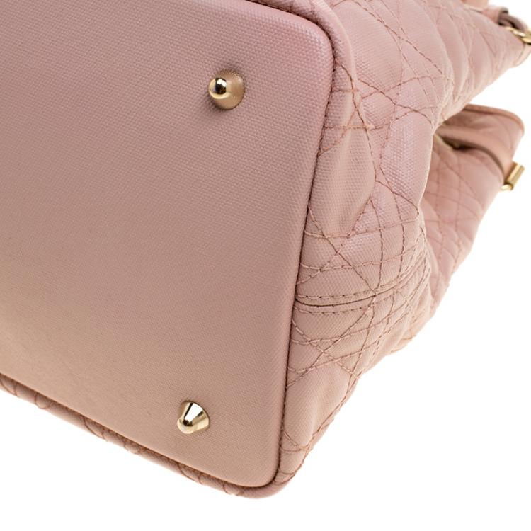Pre Owned Dior Peach Coated Canvas Medium Panarea Shopper Tote