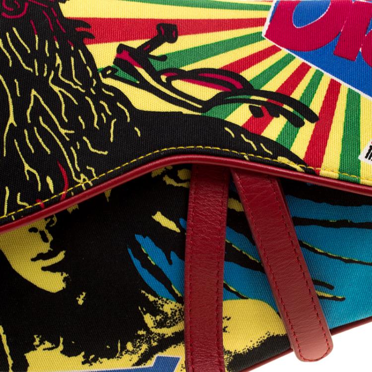 Pre Owned Dior Multicolor Fabric Bob Marley Saddle Bag