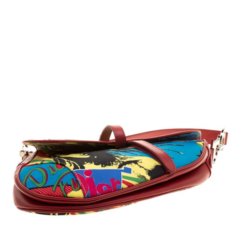 Pre Owned Dior Multicolor Fabric Bob Marley Saddle Bag