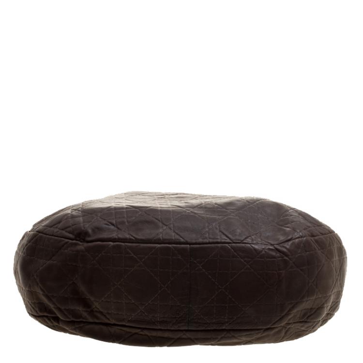 Pre Owned Dior Brown Cannage Soft Leather Large Hobo