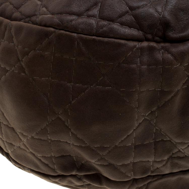 Pre Owned Dior Brown Cannage Soft Leather Large Hobo