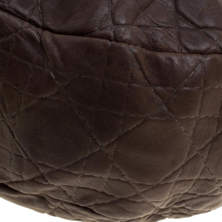 Pre Owned Dior Brown Cannage Soft Leather Large Hobo