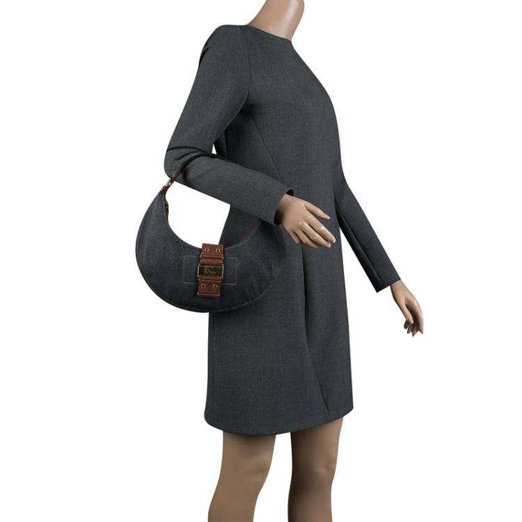 Pre Owned Dior Blue Denim Hobo