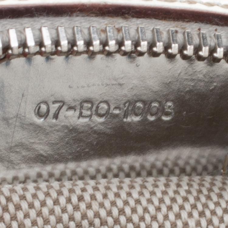 Pre Owned Christian Dior Metallic Silver Oblique Monogram Leather Boston Bag