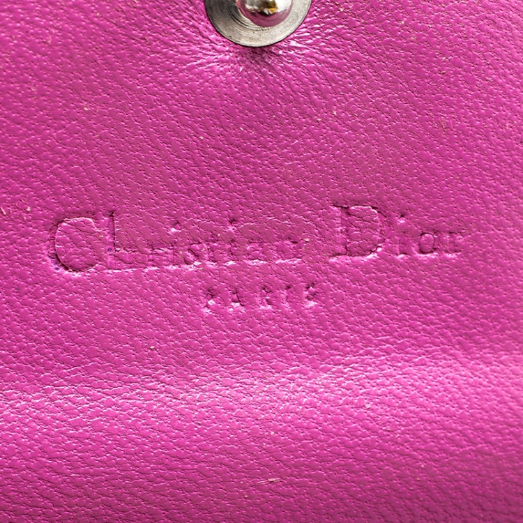 Pre Owned Dior Pink Cannage Patent Leather Wallet on Chain
