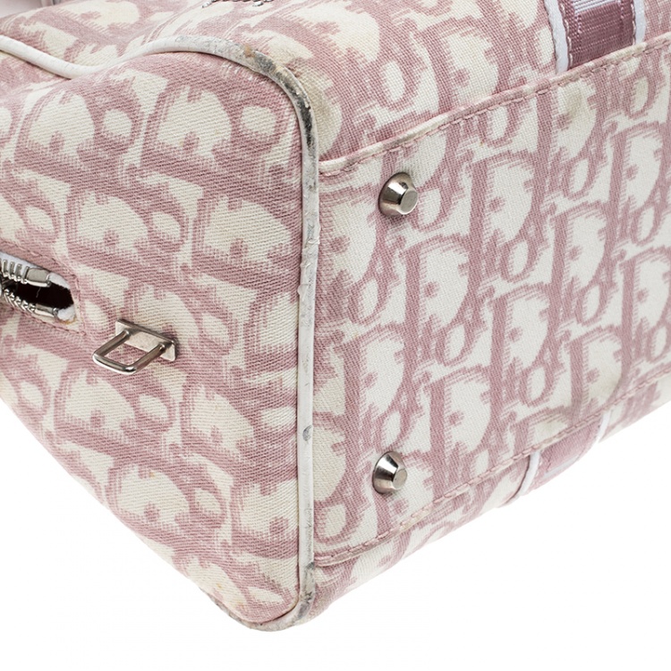 Pre Owned Dior Pink Monogram Canvas Girly Boston Bag